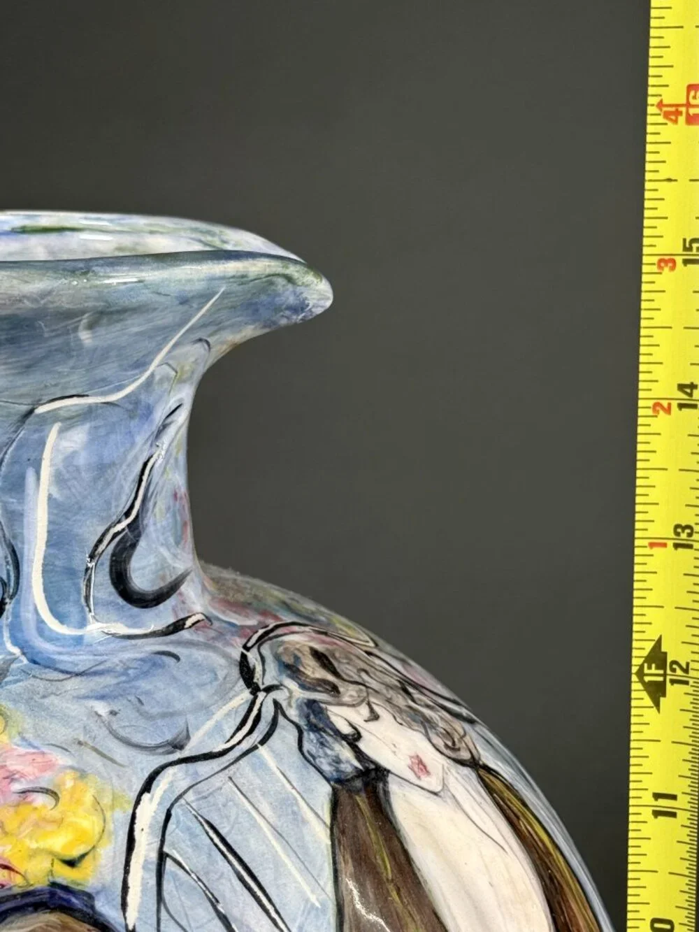 Marley Lipman Signed Art Pottery Large Pitcher Jug Edwardian Flapper Girls 15